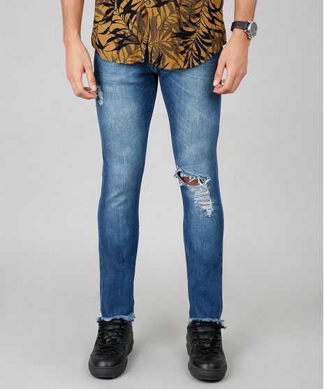 Calca-Jeans-Masculina-Skinny-com-Rasgos-Azul-Medio-9595651-Azul_Medio_1