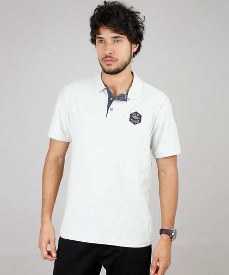 Polo-Masculina-com-Textura-e-Bordado-Manga-Curta-Cinza-Mescla-Claro-9595988-Cinza_Mescla_Claro_1