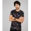 Camiseta-Masculina-Slim-Fit-Estampada-Floral-com-Cobra-Manga-Curta-Gola-Careca-Preto-9607367-Preto_1