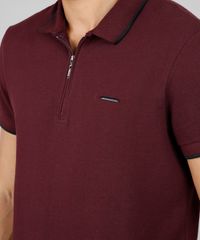 Polo-Masculina-em-Piquet-com-Ziper-Manga-Curta-Vinho-9600933-Vinho_4