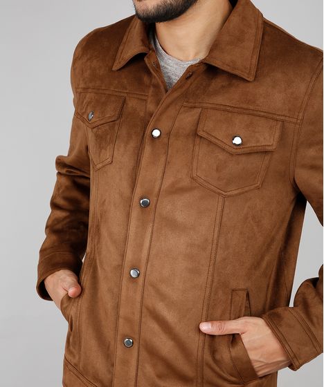 jaqueta de suede marrom