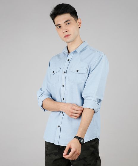 Camisa-Masculina-com-Bolsos-Manga-Longa-Azul-Claro-9527328-Azul_Claro_1