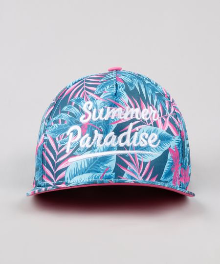 Bone-Infantil-Aba-Reta-Estampado-de-Folhagem-com-Bordado--Summer-Paradise--Verde-Escuro-9639398-Verde_Escuro_1