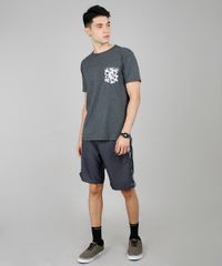 Camiseta-Masculina-com-Bolso-Estampado-Tropical-Manga-Curta-Gola-Careca-Cinza-Mescla-Escuro-9619153-Cinza_Mescla_Escuro_3