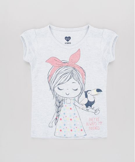 Blusa-Infantil-Menina-com-Tucano-e-Brilho-Manga-Curta-Cinza-Mescla-Claro-9631450-Cinza_Mescla_Claro_1