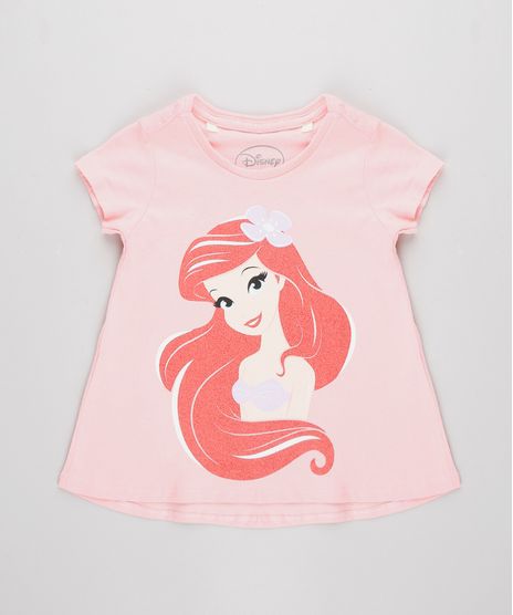 Blusa-Infantil-Pequena-Sereia-Ariel-com-Brilho-Manga-Curta-Rosa-Claro-9633714-Rosa_Claro_1