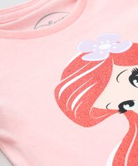 Blusa-Infantil-Pequena-Sereia-Ariel-com-Brilho-Manga-Curta-Rosa-Claro-9633714-Rosa_Claro_4