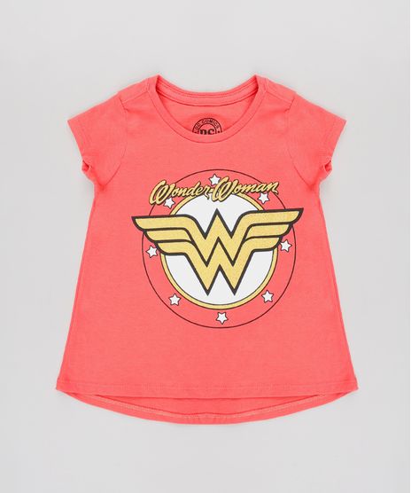 Blusa-Infantil-Mulher-Maravilha-com-Brilho-Manga-Curta-Coral-9632318-Coral_1