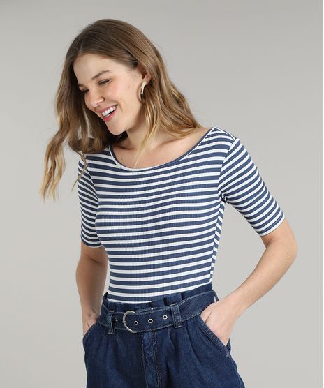 Body-Feminino-Basico-Listrado-com-Vazado-Manga-Curta-Decote-Redondo-Azul-Escuro-9581689-Azul_Escuro_1