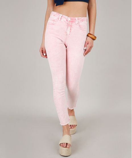 Calca-de-Sarja-Feminina-Skinny-com-Bolsos-Rosa-Claro-9664028-Rosa_Claro_1