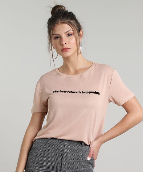 Blusa-Feminina-em-Moletom--The-Best-Future-----Manga-Curta-Decote-Redondo-Bege-9465202-Bege_1