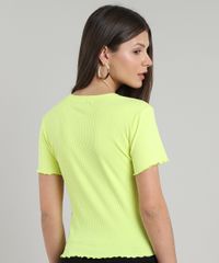 Blusa-Feminina-Canelada-Manga-Curta-Decote-Redondo-Amarelo-Neon-9297517-Amarelo_Neon_2