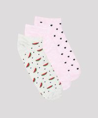 Kit-de-3-Meias-Femininas-Cano-Baixo-Melancia-Multicor-9659743-Multicor_1