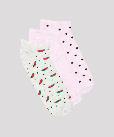 Kit-de-3-Meias-Femininas-Cano-Baixo-Melancia-Multicor-9659743-Multicor_1