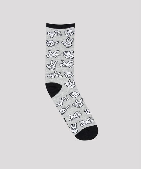 Meia-Feminina-Cano-Alto-Mickey-Estampada-Cinza-Mescla-9659748-Cinza_Mescla_1