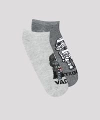 Kit-de-2-Meias-Femininas-Cano-Baixo-Star-Wars-Cinza-Mescla-9659749-Cinza_Mescla_1