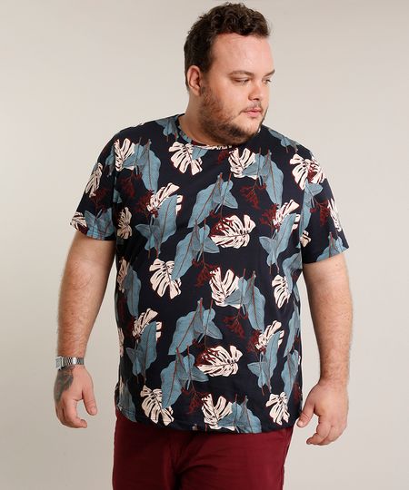 Camiseta-Masculina-Plus-Size-Slim-Fit-Estampada-de-Folhagem-Manga-Curta-Gola-Careca-Azul-Marinho-9697805-Azul_Marinho_1 Camiseta-Masculina-Plus-Size-Slim-Fit-Estampada-de-Folhagem-Manga-Curta-Gola-Careca-Azul-Marinho-9697805-Azul_Marinho_1