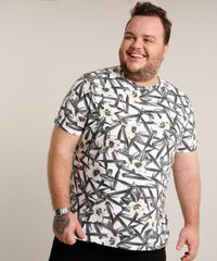 Camiseta-Masculina-Plus-Size-Slim-Fit-Estampada-de-Folhagem-Manga-Curta-Gola-Careca-Branca-9697804-Branco_1