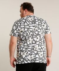 Camiseta-Masculina-Plus-Size-Slim-Fit-Estampada-de-Folhagem-Manga-Curta-Gola-Careca-Branca-9697804-Branco_2