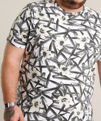 Camiseta-Masculina-Plus-Size-Slim-Fit-Estampada-de-Folhagem-Manga-Curta-Gola-Careca-Branca-9697804-Branco_4