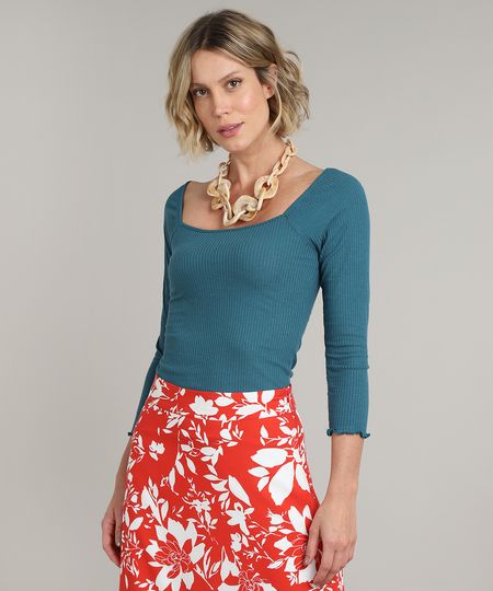Blusa-Feminina-Canelada-Manga-3-4-Decote-Reto-Azul-Petroleo-9620044-Azul_Petroleo_1 Blusa-Feminina-Canelada-Manga-3-4-Decote-Reto-Azul-Petroleo-9620044-Azul_Petroleo_1