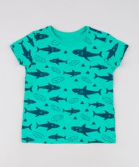Camiseta-Infantil-Estampada-de-Tubarao-Manga-Curta--Verde-9629782-Verde_1