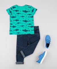 Camiseta-Infantil-Estampada-de-Tubarao-Manga-Curta--Verde-9629782-Verde_3