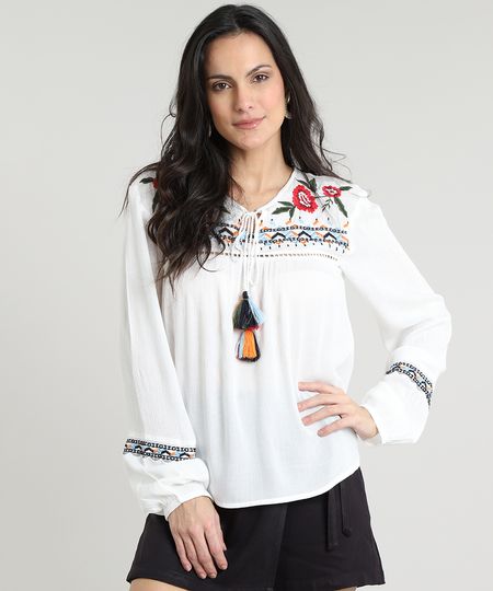 Blusa-Feminina-com-Bordado-e-Tassel-Manga-Longa-Decote-Redondo-Off-White-9535743-Off_White_1