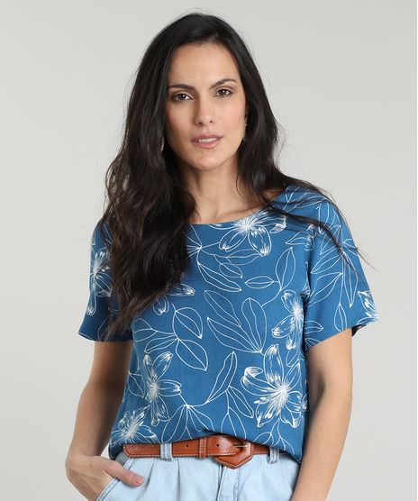 Blusa-Feminina-Estampado-Floral-Manga-Curta-Decote-Redondo-Azul-9622009-Azul_1