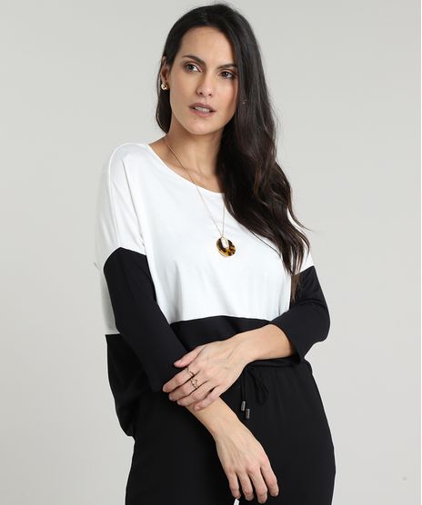 Blusa-Feminina-Basica-com-Recorte-Manga-3-4-Decote-Redondo-Off-White-9616974-Off_White_1