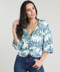 Blusa-Feminina-Cropped-Estampada-de-Folhagem-com-No-Manga-7-8-Decote-V-Branca-9535289-Branco_1