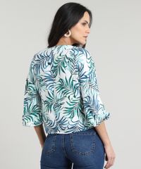Blusa-Feminina-Cropped-Estampada-de-Folhagem-com-No-Manga-7-8-Decote-V-Branca-9535289-Branco_2