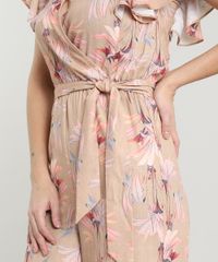 Macacao-Feminino-Transpassado-Estampado-Floral-com-Babado-e-Faixa-Manga-Curta-Bege-9559254-Bege_4