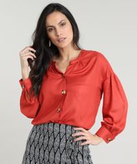 Camisa-Feminina-com-Botoes-Manga-Bufante-Cobre-9535286-Cobre_1