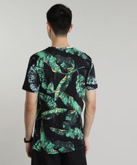 Camiseta-Masculina-Estampada-Folhagem-de-Bananeira-Manga-Curta-Gola-Careca-Preta-9626394-Preto_2