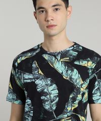 Camiseta-Masculina-Estampada-Folhagem-de-Bananeira-Manga-Curta-Gola-Careca-Preta-9626394-Preto_4