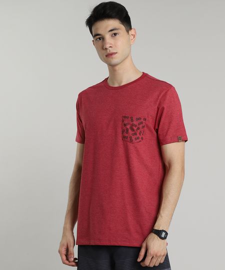 Camiseta-Masculina-com-Bolso-Estampado-de-Abacaxi-Manga-Curta-Gola-Careca-Vermelha-9636215-Vermelho_1