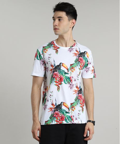 Camiseta-Masculina-Estampada-de-Tucanos-Manga-Curta-Gola-Careca-Branca-9597455-Branco_1