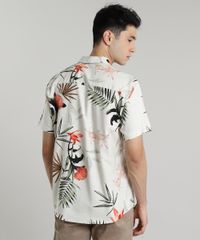 Camisa-Masculina-Estampada-de-Folhagem-com-Linho-Manga-Curta-Bege-Claro-9588236-Bege_Claro_2
