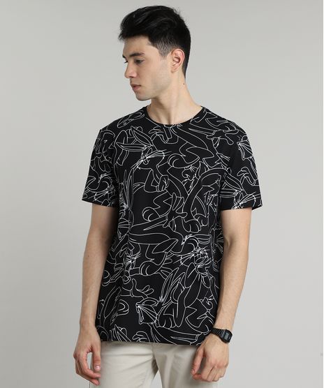Camiseta-Masculina-Pernalonga-Estampada-Manga-Curta-Gola-Careca-Preta-9597456-Preto_1