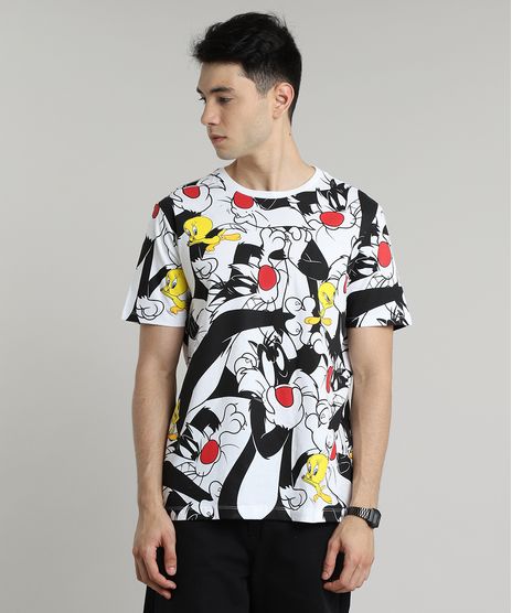 Camiseta-Masculina-Frajola-e-Piu-Piu-Estampada-Manga-Curta-Gola-Careca-Off-White-9689258-Off_White_1