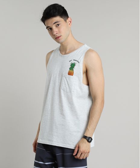Regata-Masculina-com-Estampa-de-Abacaxi-e-Bolso-Gola-Careca-Cinza-Mescla-Claro-9620547-Cinza_Mescla_Claro_1