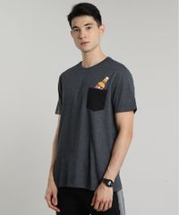 Camiseta-Masculina-Duff-Beer-Os-Simpsons-com-Bolso-Manga-Curta-Gola-Careca-Cinza-Mescla-Escuro-9687495-Cinza_Mescla_Escuro_1