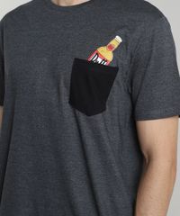 Camiseta-Masculina-Duff-Beer-Os-Simpsons-com-Bolso-Manga-Curta-Gola-Careca-Cinza-Mescla-Escuro-9687495-Cinza_Mescla_Escuro_4