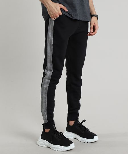Calca-Masculina-Relaxed-em-Moletom-Estampada-Quadriculado-Preta-9610249-Preto_1