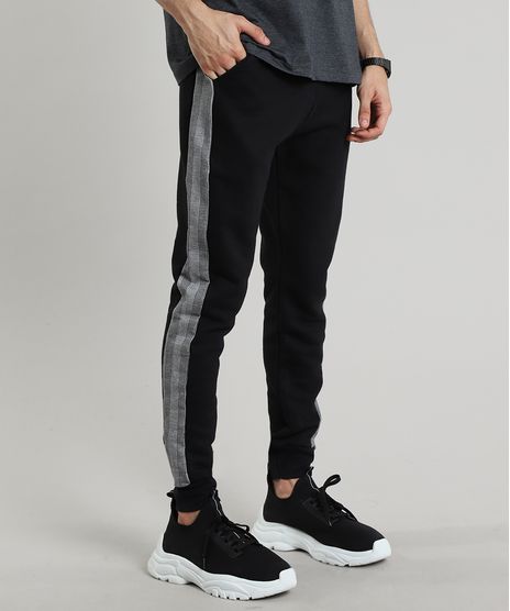 Calca-Masculina-Relaxed-em-Moletom-Estampada-Quadriculado-Preta-9610249-Preto_1