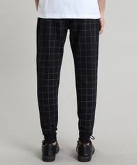 Calca-Masculina-Relaxed-em-Moletom-Estampada-Quadriculado-Preta-9610252-Preto_4