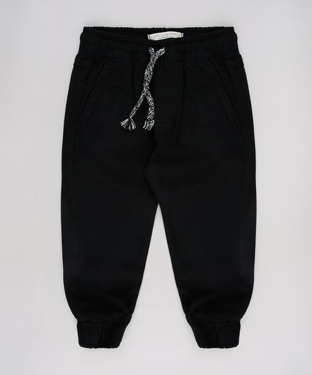 Calca-de-Sarja-Infantil-Jogger-com-Bolsos-Preto-9632470-Preto_1