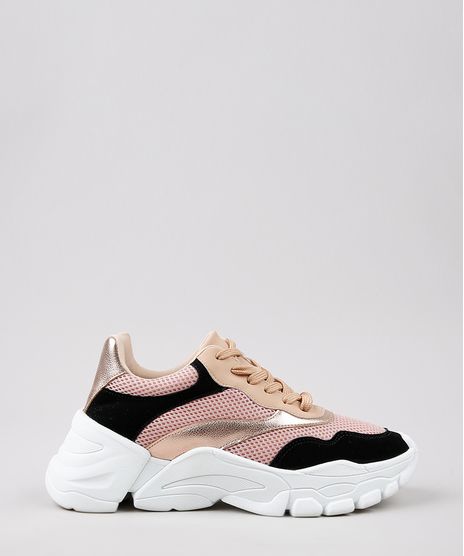 Tenis-Chunky-Feminino-Oneself-com-Recorte-Metalizado--Rose-9662767-Rose_1