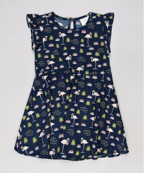 Vestido-Infantil-Estampado-Flamingos-Sem-Manga--Azul-Marinho-9515360-Azul_Marinho_1